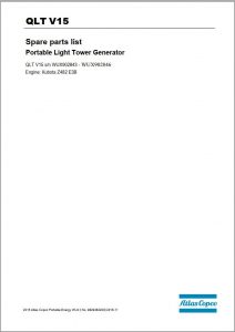 Atlas Copco QLT V15 Portable Light Tower Generator Spare Parts Manual 9829382200 2015 PDF