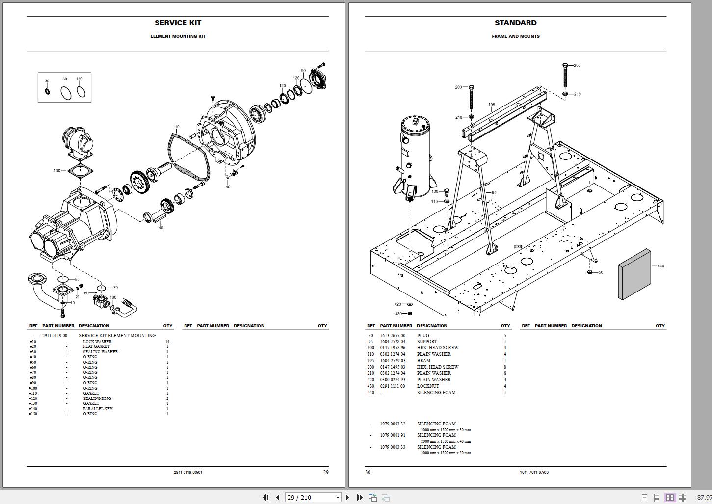 Atlas Copco XAVS 396 Cd Portable Compressors Parts Manual 2955 0430 00