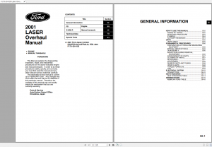 Ford Laser Overhaul Manual, Repair Manual and Wiring Diagram PDF 2001