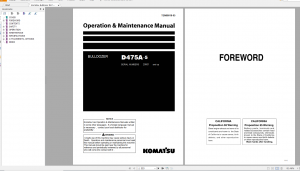 Komatsu D475A-5 Bulldozer Operation and Maintenance Manual TEN00018-05 2007 PDF