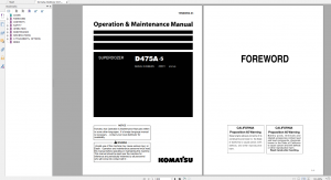 Komatsu D475A-5 Bulldozer Operation and Maintenance Manual TEN00094-03 2007 PDF