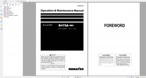 Komatsu D475A-5E0 Bulldozer Operation and Maintenance Manual TEN00282-03 2009 PDF