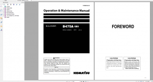 Komatsu D475A-5E0 Bulldozer Operation and Maintenance Manual TEN00304-03 2009 PDF