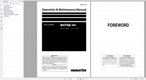 Komatsu D475A-5E0 Bulldozer Operation and Maintenance Manual TEN00374-00 2009 PDF