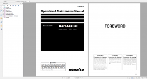 Komatsu D475ASD-5E0 Bulldozer Operation and Maintenance Manual TEN00889-00 2019 PDF