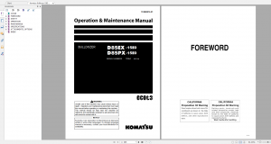 Komatsu D85EX-15E0 D85PX-15E0 Bulldozer Operation and Maintenance Manual TEN00876-01 2019 PDF