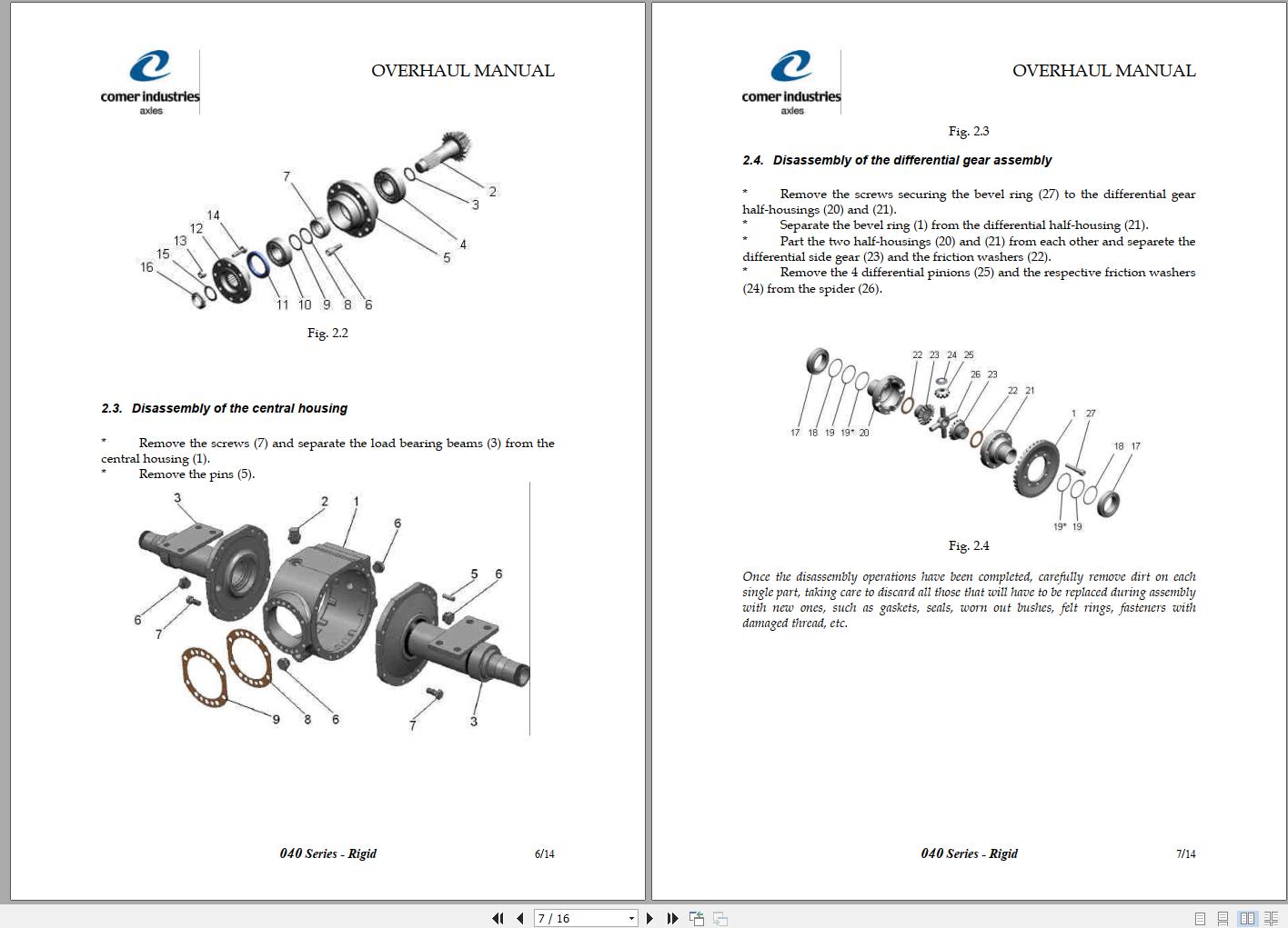 Comer S040 Axles Service Manual 918354AP0710