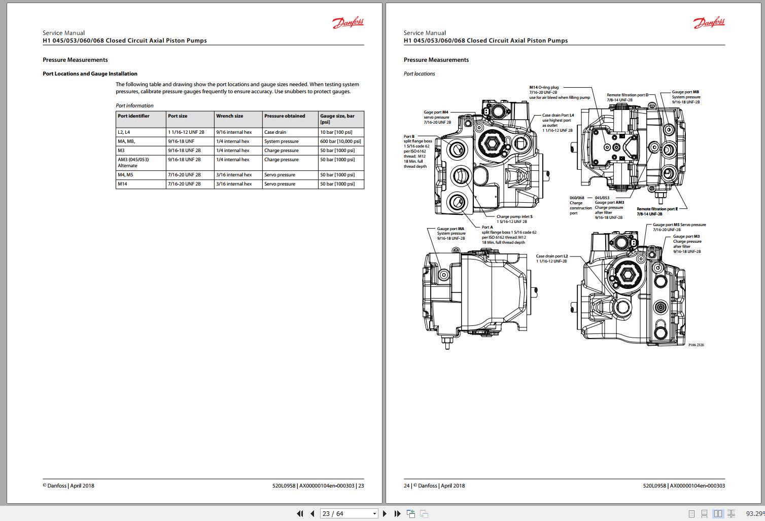 Danfoss H1 Pump Service Manual 50940483B