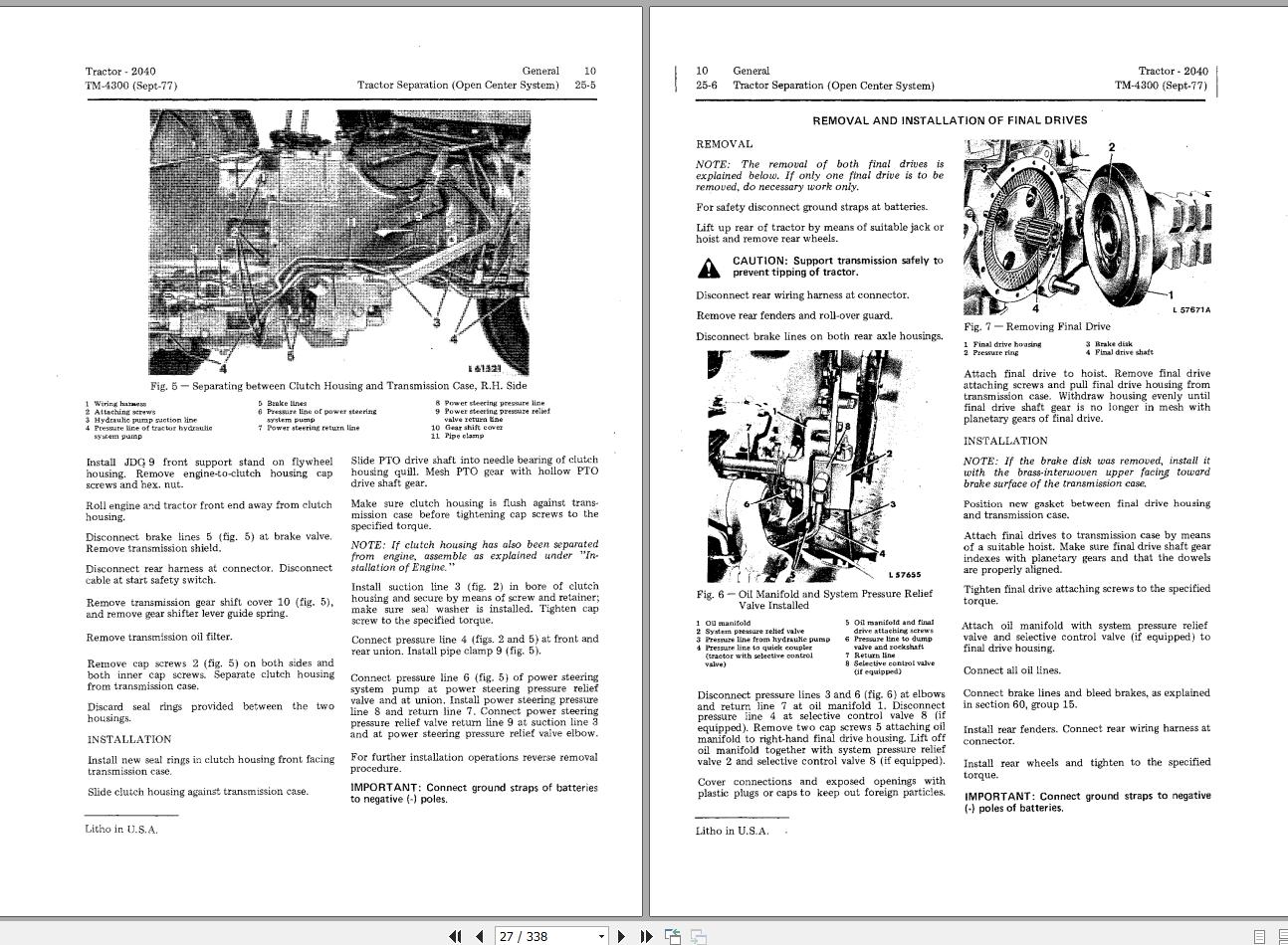 John Deere Agricultural Tractor 2040 Technical Manual PDF TM4300