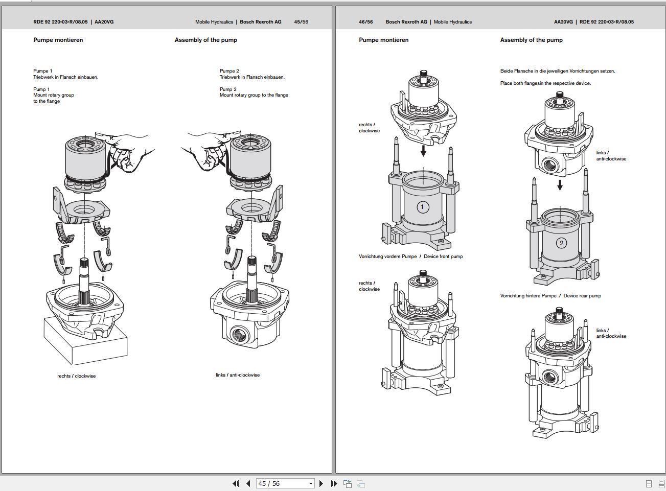 Rexroth Combination Pump Series 10 AA20VG Repair Instruction 917261 EN DE