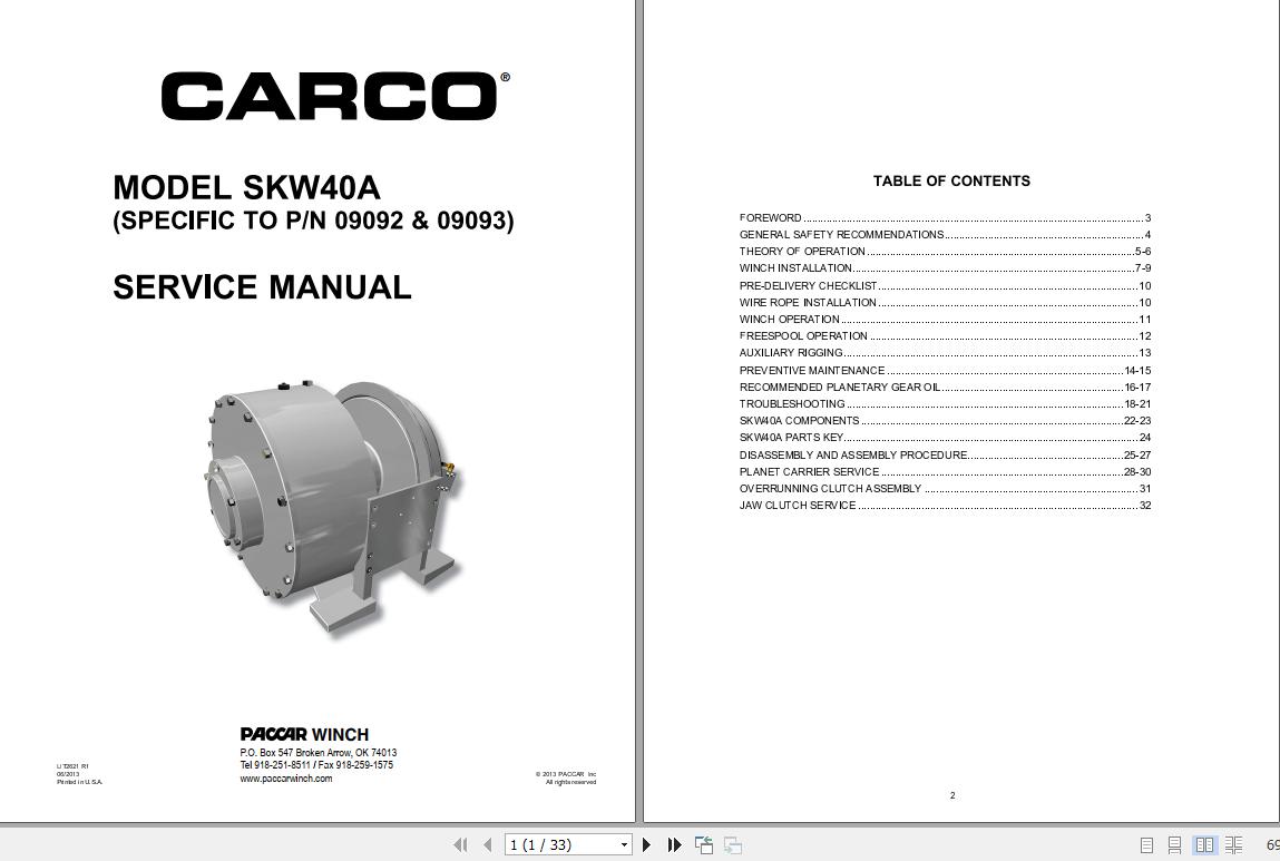 Tigercat Carco Winch BK119 & BK120 Service Manual