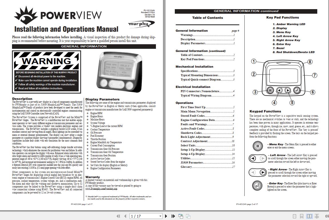 Tigercat Murphy Powerview Display Installation and Operations Manual