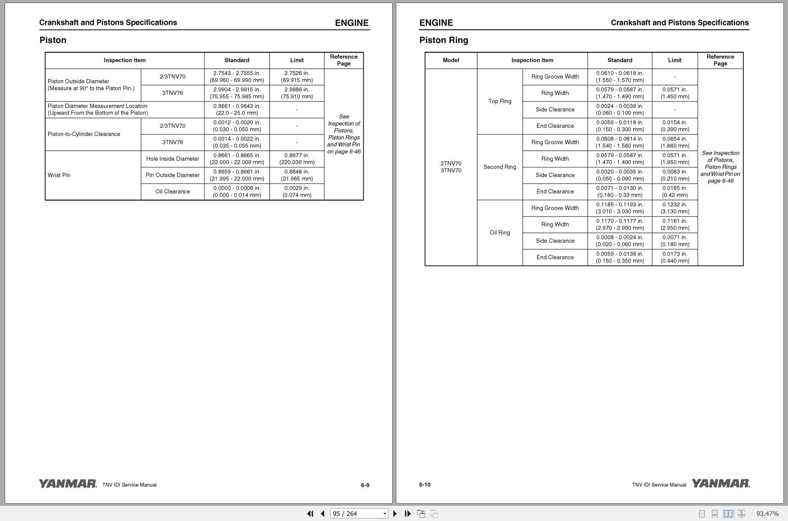 Yanmar Engines 2TNV70 3TNV70 3TNV76 Service Manual 50940077A