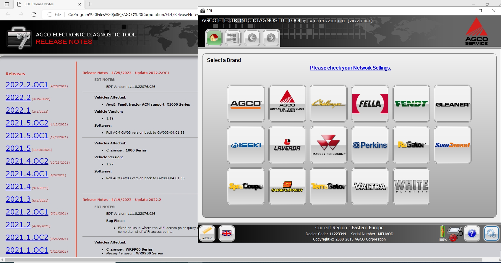 AGCO EDT Electronic Diagnostic Tool Diagnostic Software DVD New 05.2022