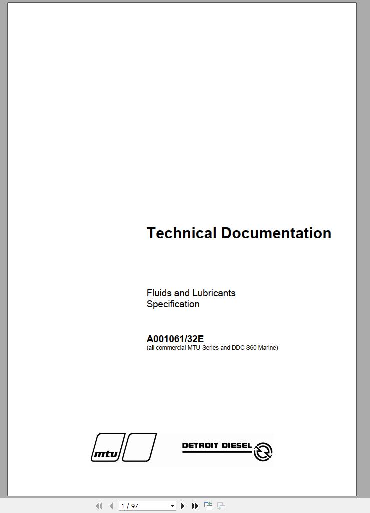 MTU Fluids and Lubricants Specification A001061 32E 2007