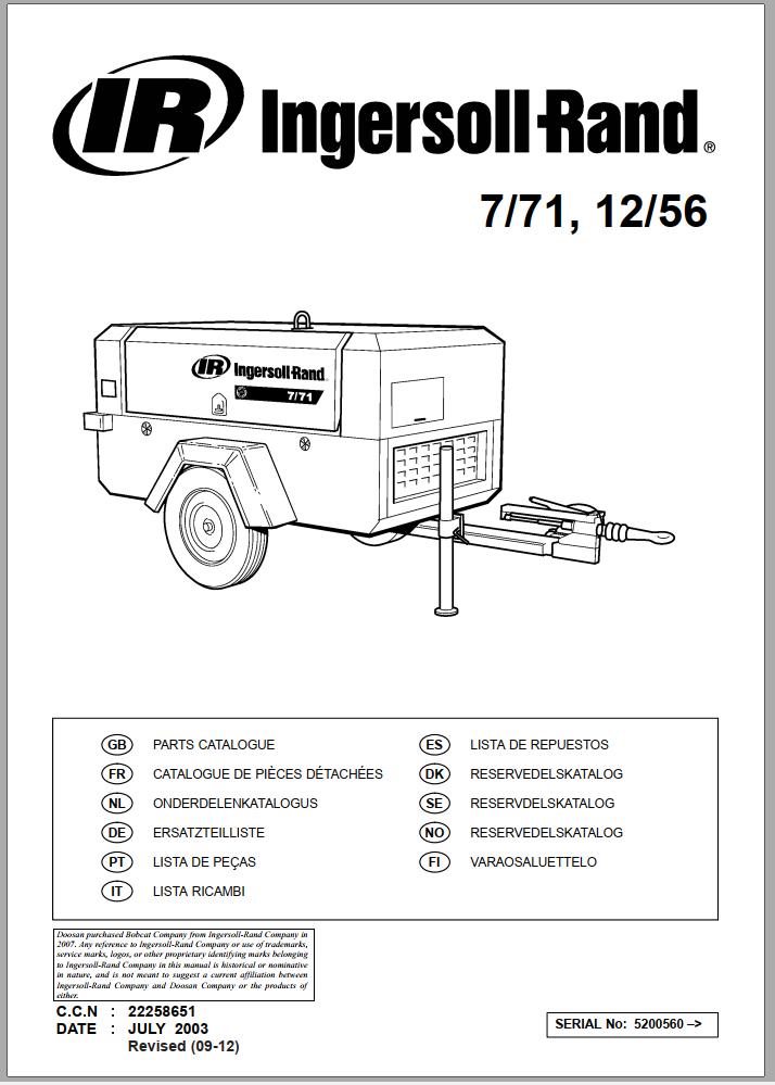 Ingersoll Rand 7/71 Parts Manual 2012 PDF