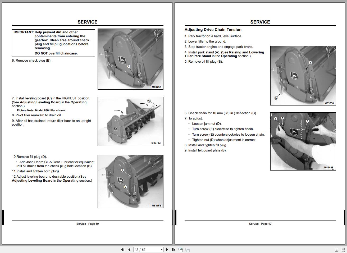John Deere Tractors PTO Tiller 43004600 660 670 680 010001 Operator