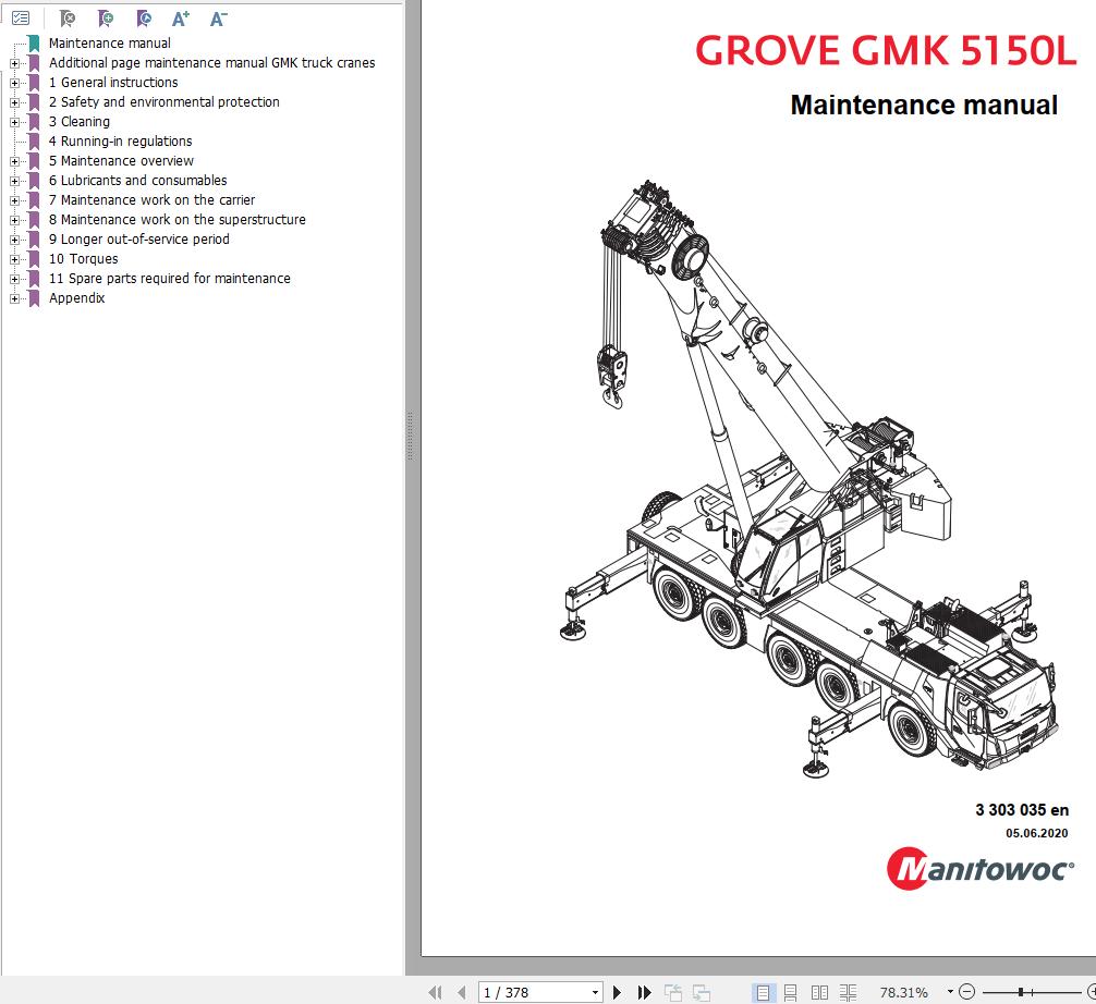 Manitowoc GMK5150L Crane Maintenance Manual PDF