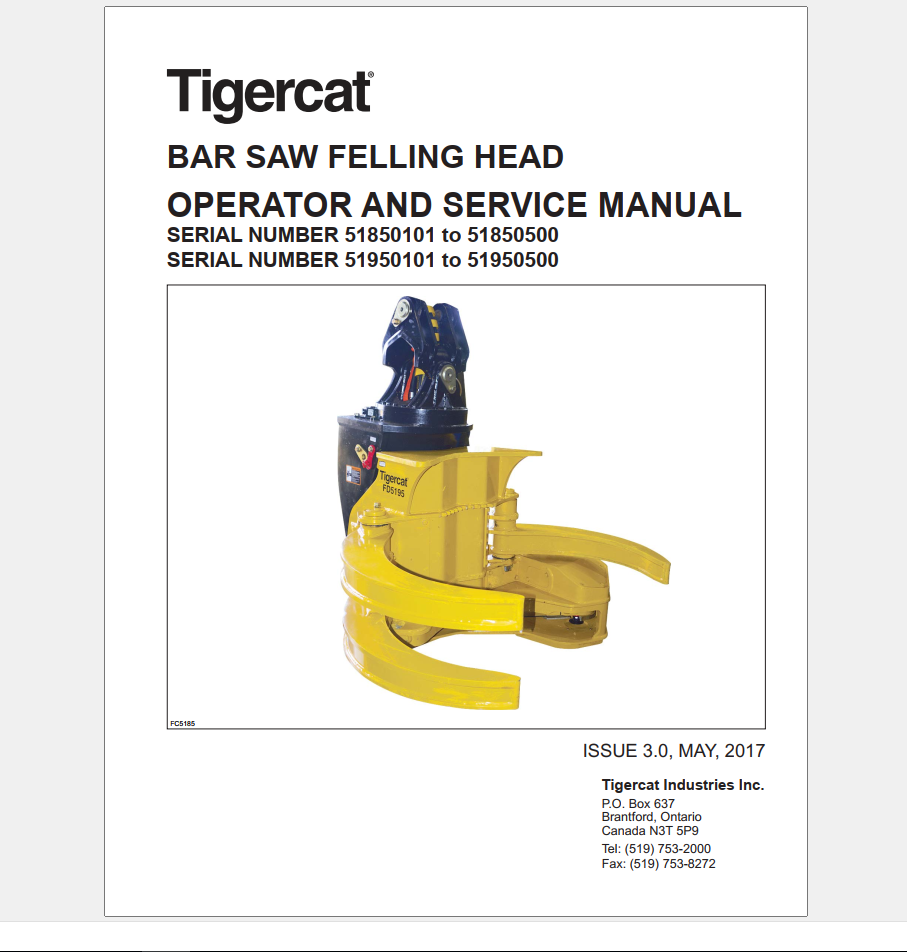 Tigercat Saw Head Operator Service Manuals PDF
