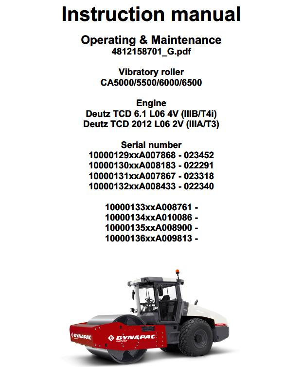 Dynapac CA5000 CA6500 Operation Maintenance Manual PDF