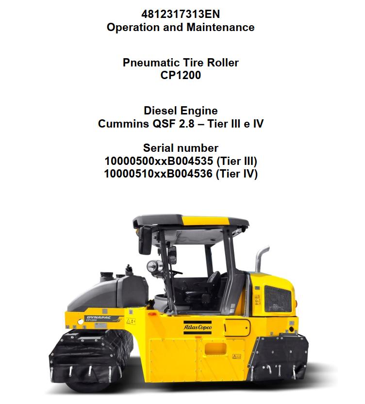 Dynapac Roller CP1200 Operation Maintenance Manual PDF