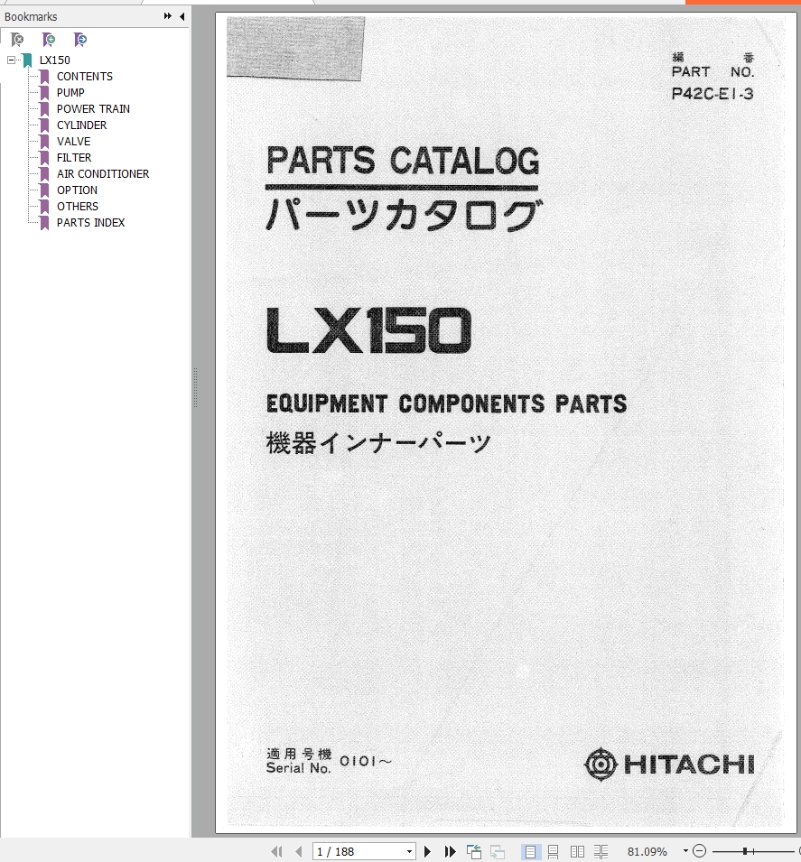 Hitachi LX150 Parts Catalog PDF