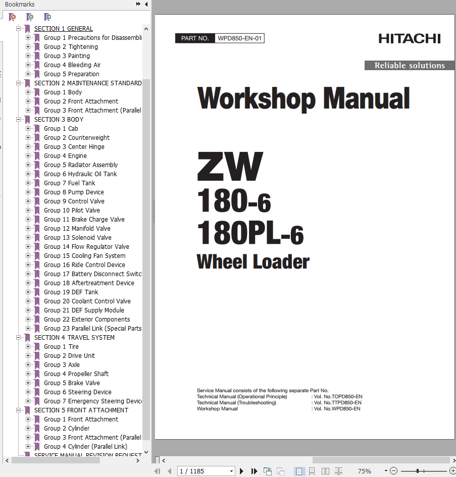 Hitachi Zw Pl Wheel Loader Workshop Manual Wpd En Pdf