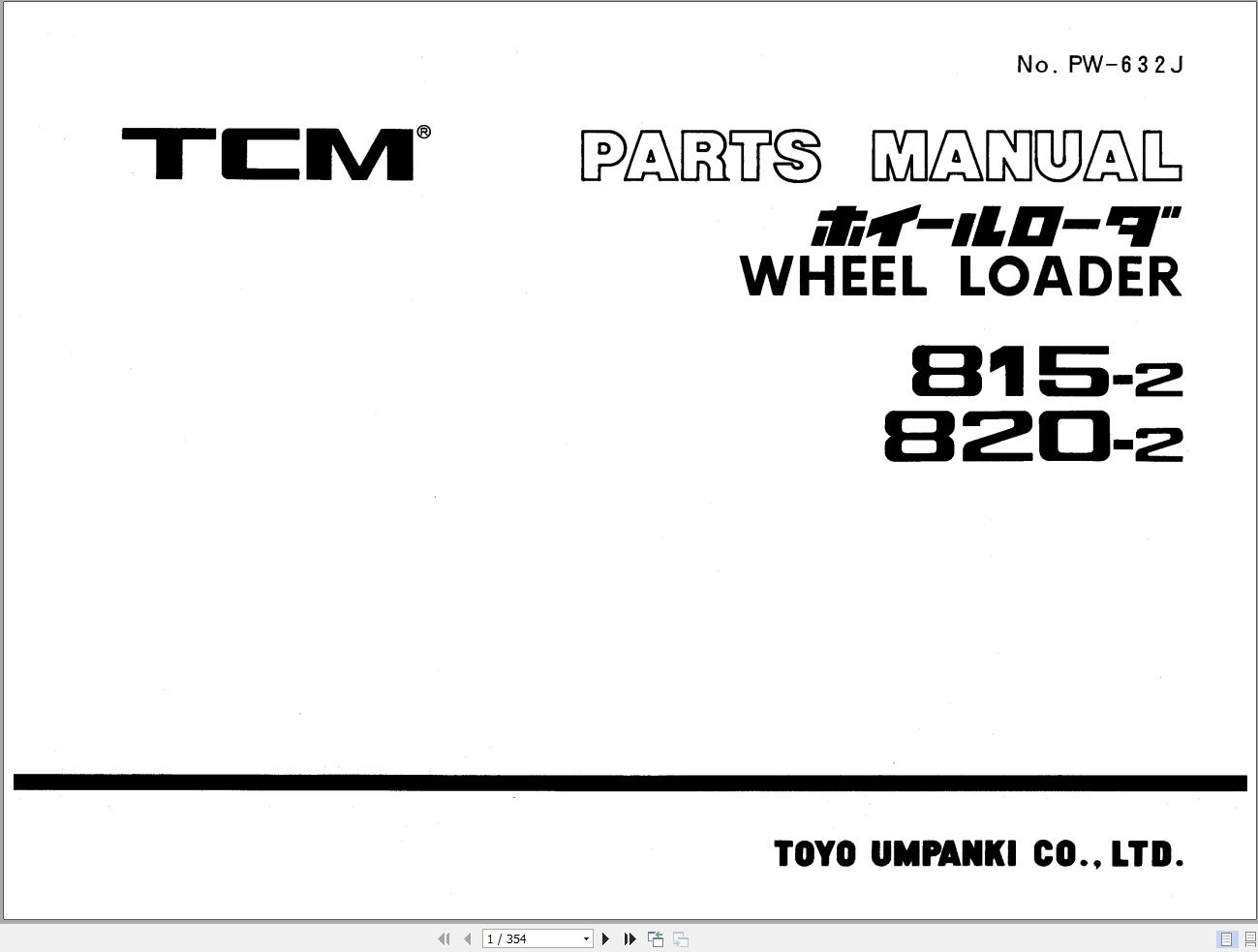 TCM 8152 8202 Wheel Loader Parts Manual PW632J EN JP