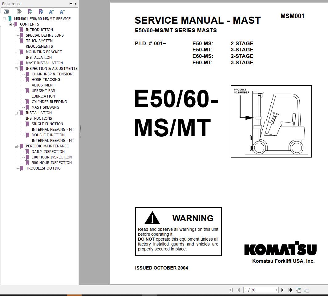 Komatsu FG(D)20,25,30(C)(H)(T)14 (BX20) Forklift 2015 Service and
