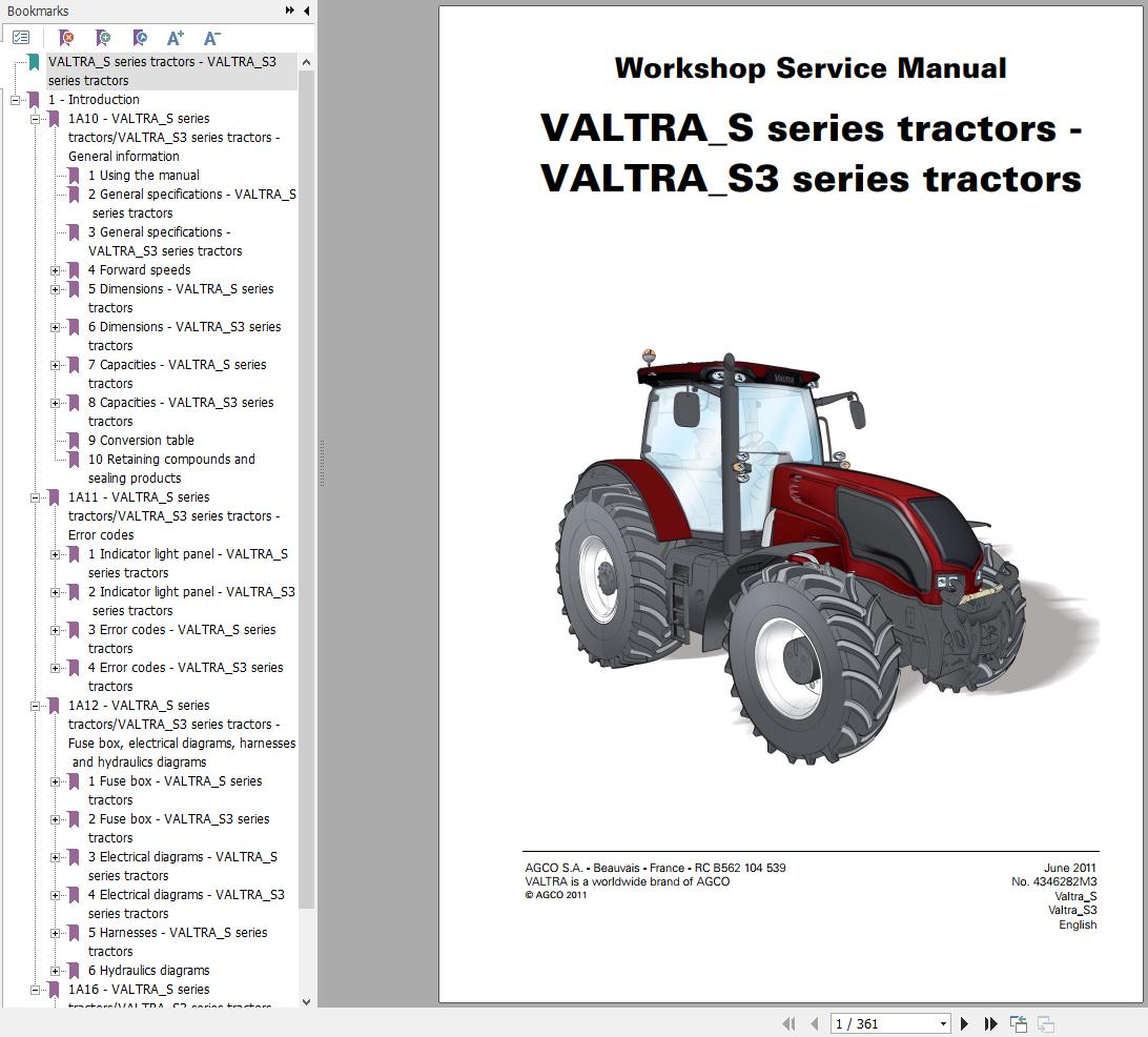 Valtra S S3 Series Tractor Workshop Service Manual PDF