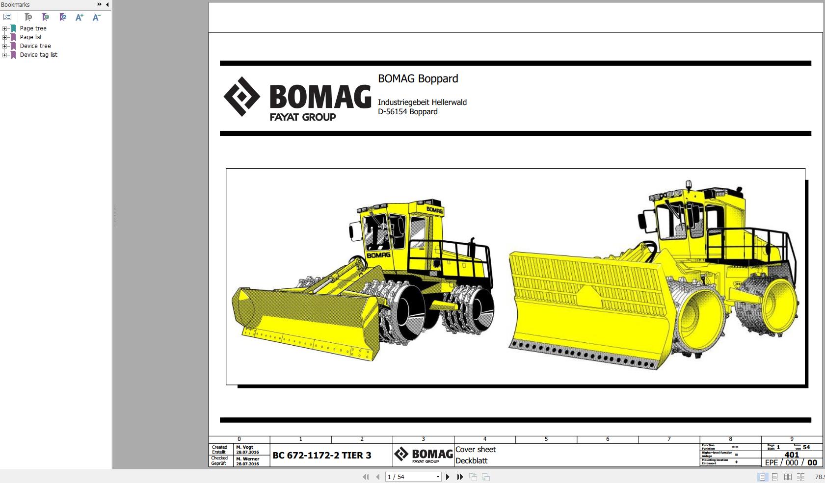 Bomag BC6721172 Tier 3 Function.401 Schematic 2016 EN DE PDF