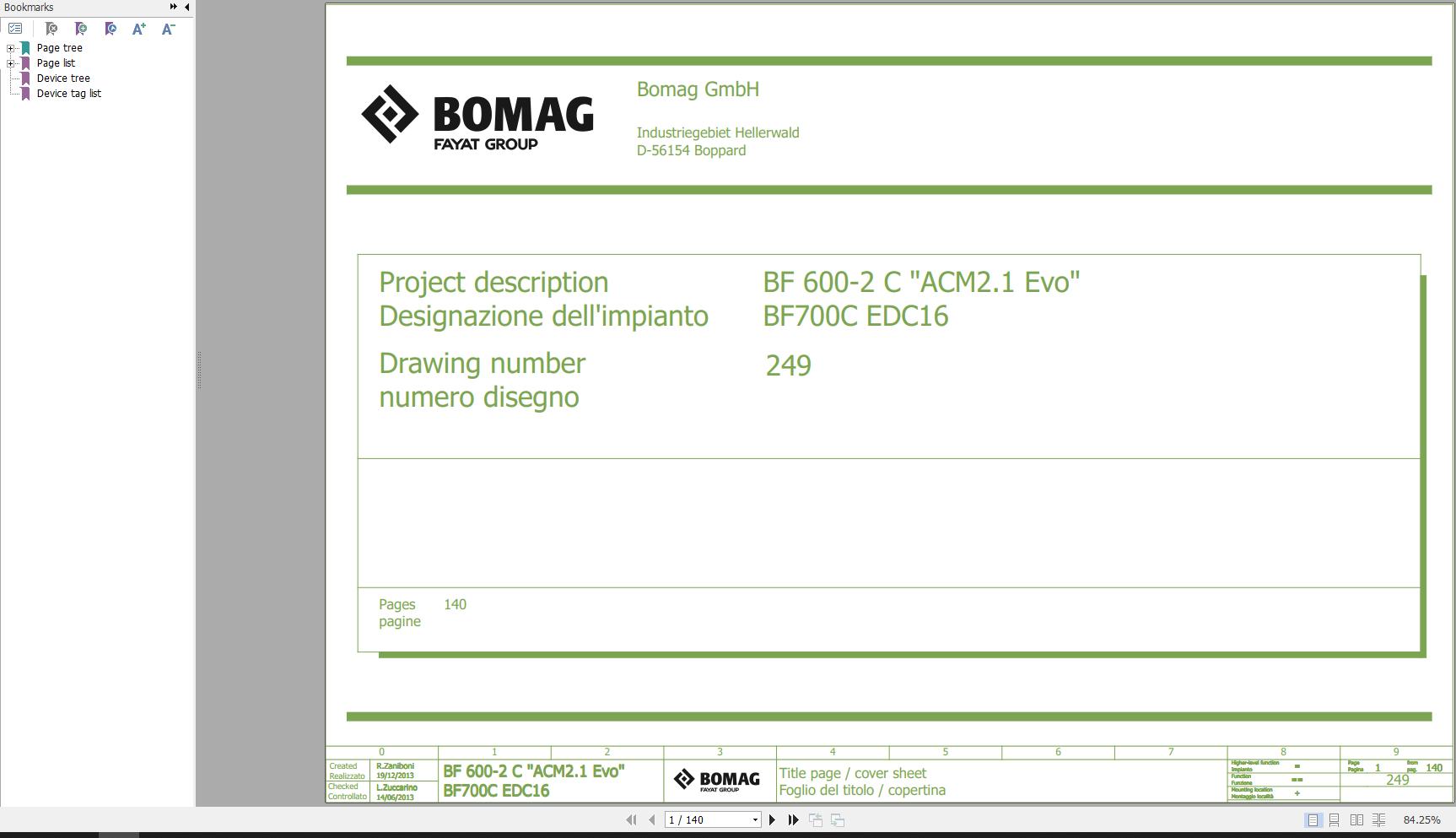 Bomag BF600-2C ACM2.1, EVO BF700C EDC16 Function.249 Wiring Diagram ...
