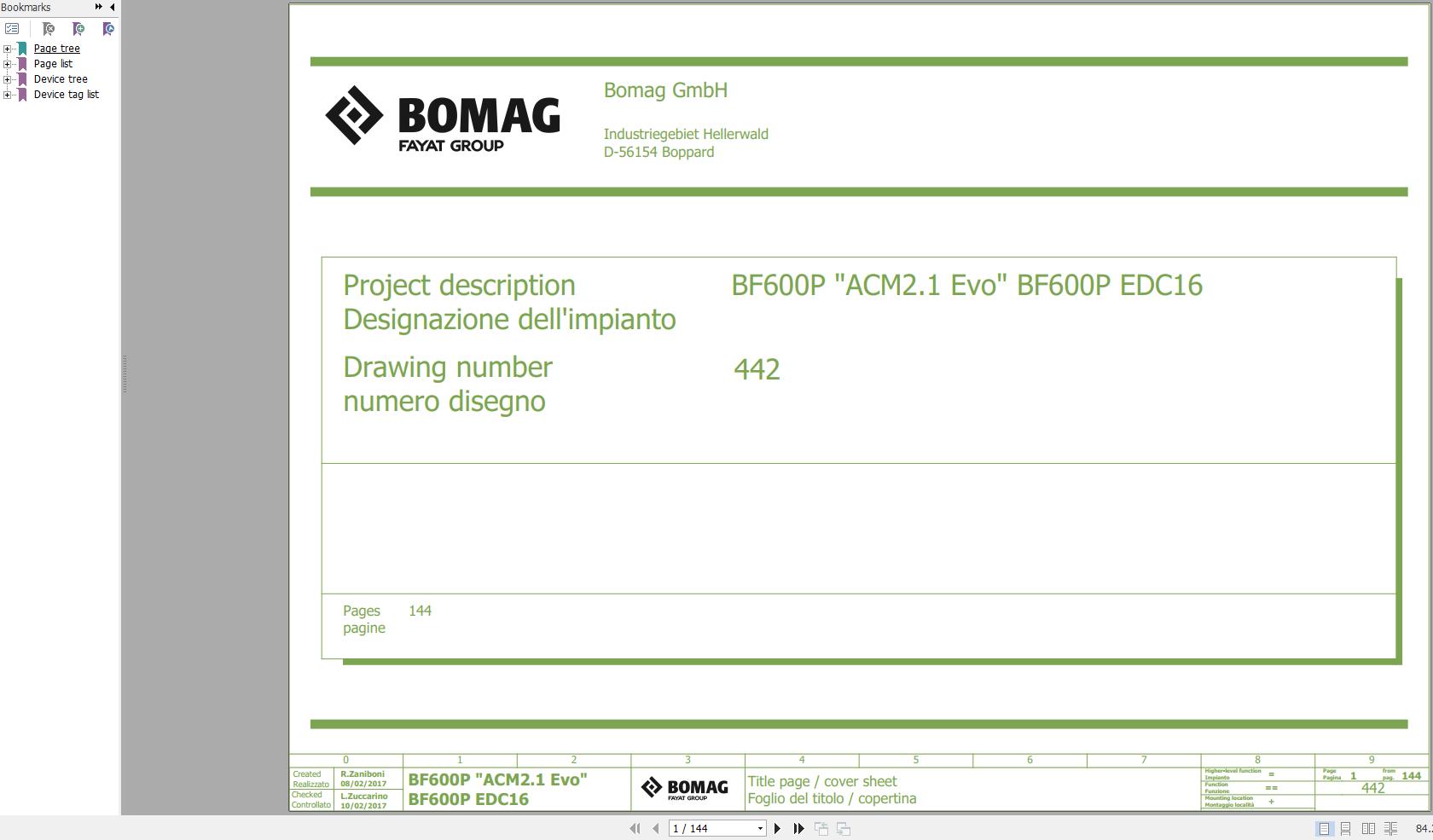 Bomag BF600P Wiring Diagram Function.442 2017 EN IT PDF