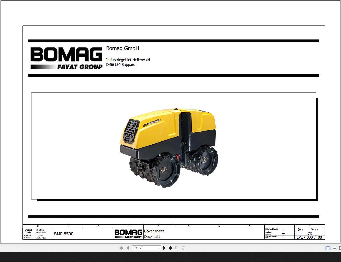 Bomag BMP8500 Wiring Diagram Function 73 2011 EN DE PDF