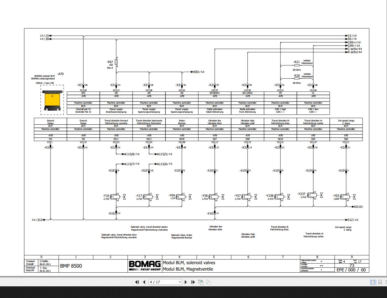 Bomag BMP8500 Wiring Diagram Function 73 2011 EN DE PDF