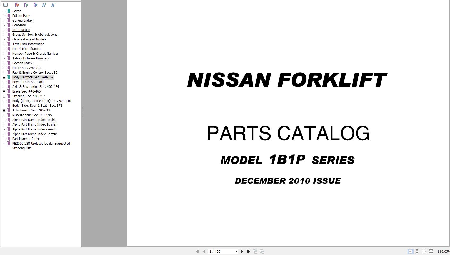 Nissan 1B1P Series Forklift Parts Catalog CF660UBOOK PDF