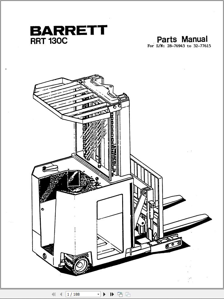 Nissan Barrett RRT130C Forklift Parts Manual PDF