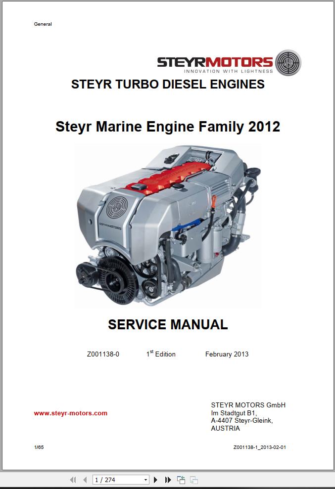 Steyr Motors 2012 Marine Engine Service Manual Z0011380 PDF