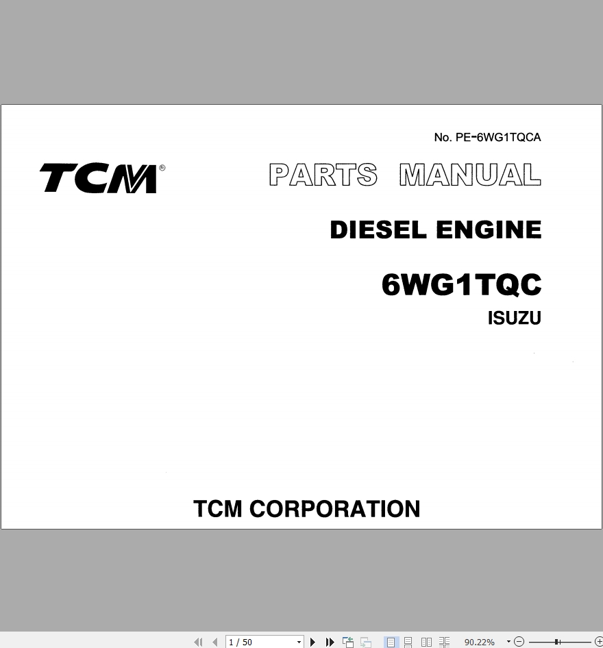 TCM 6WC1TQC Isuzu Engine Parts Manual PE6WG1TQCA PDF