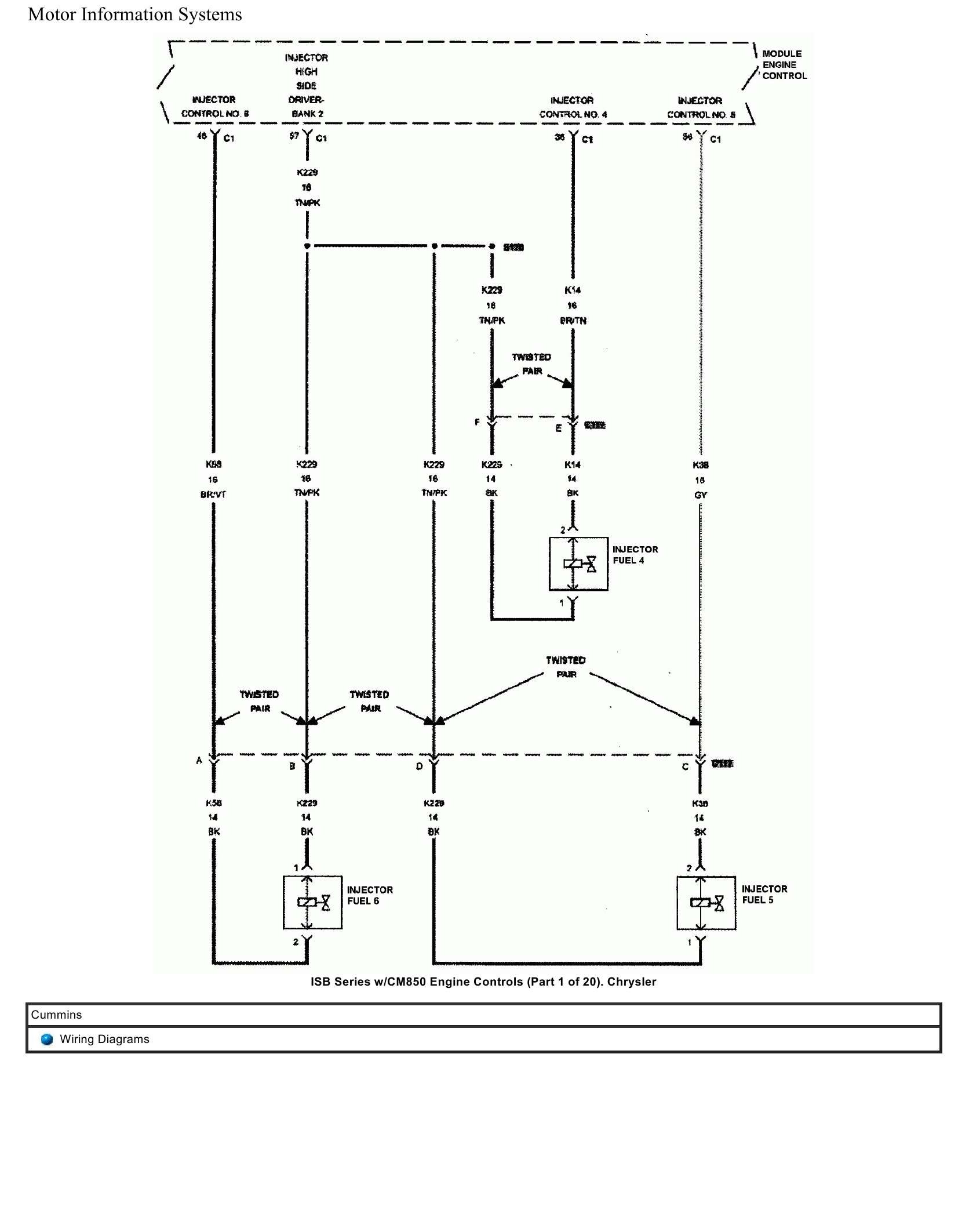 Cummins ISB Serial M850 Truck Wiring Diagram Engine Controls PDF