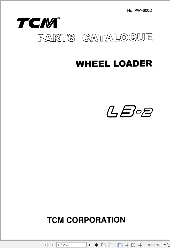 TCM L32 Wheel Loader Parts Catalogue PDF