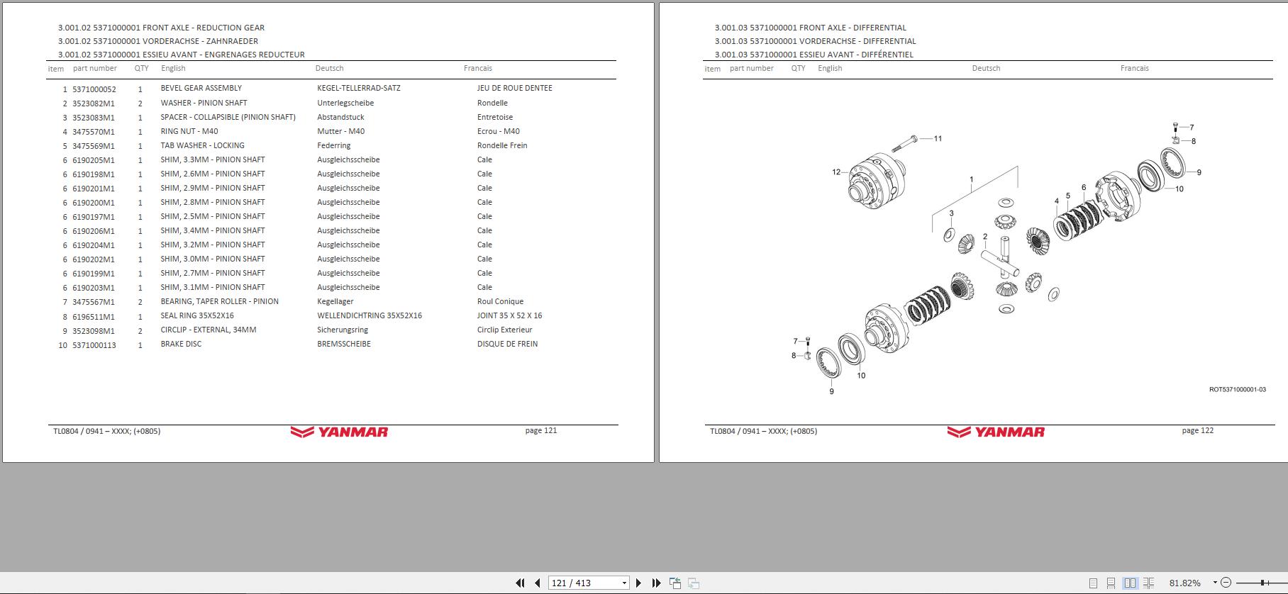Yanmar V80 Tier 4 Wheel Loader Parts Catalog 5780401705 PDF