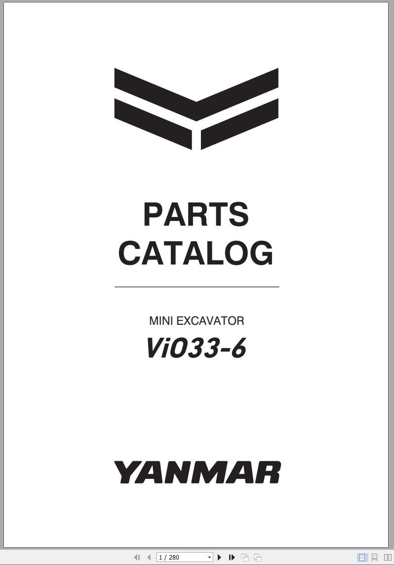 Yanmar ViO336 Mini Excavator Parts Catalog PDF