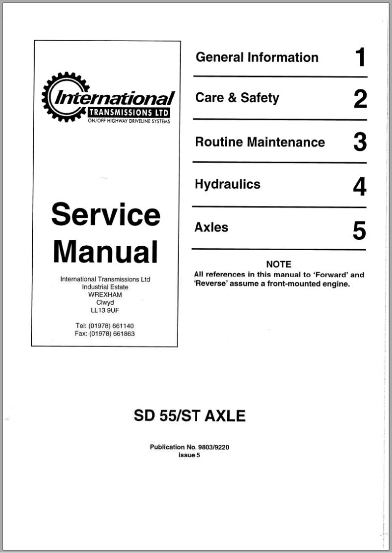 International Transmissions SD55_ST Axle Service Manual PDF