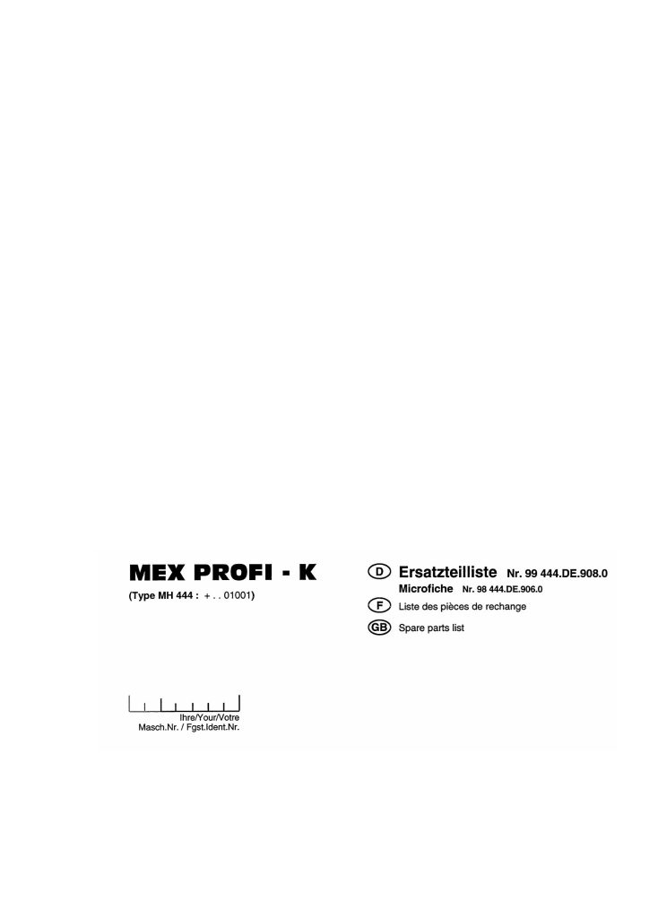 Pottinger Agricultural MEX PROFI K Parts Manual PDF