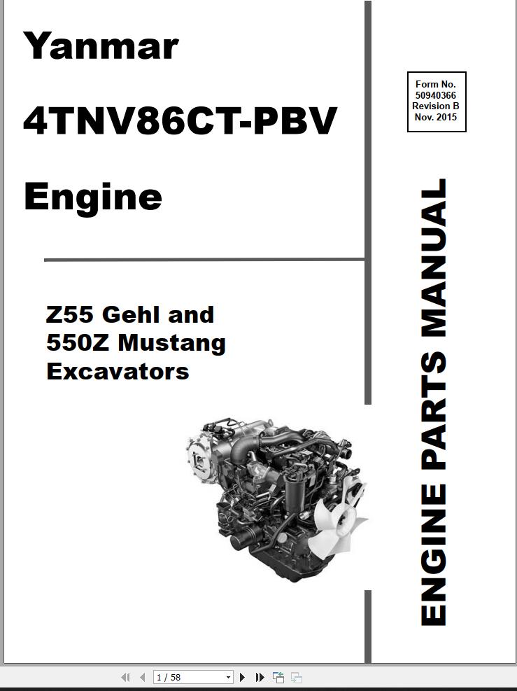 Yanmar 4TNV86CTPBV Engine Parts Manual 50940366B PDF