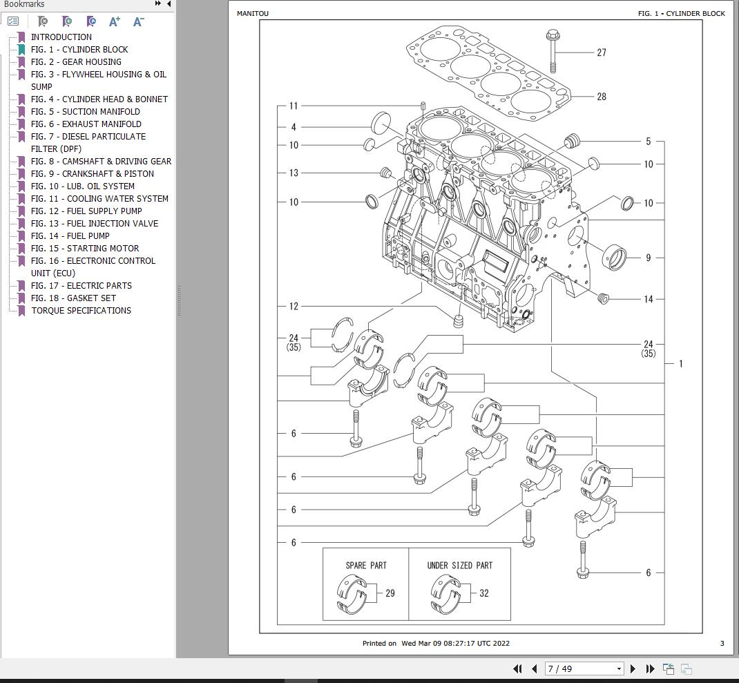 Yanmar 4TNV98CNMS2 Tier4 Engine Parts Manual 50940249B PDF