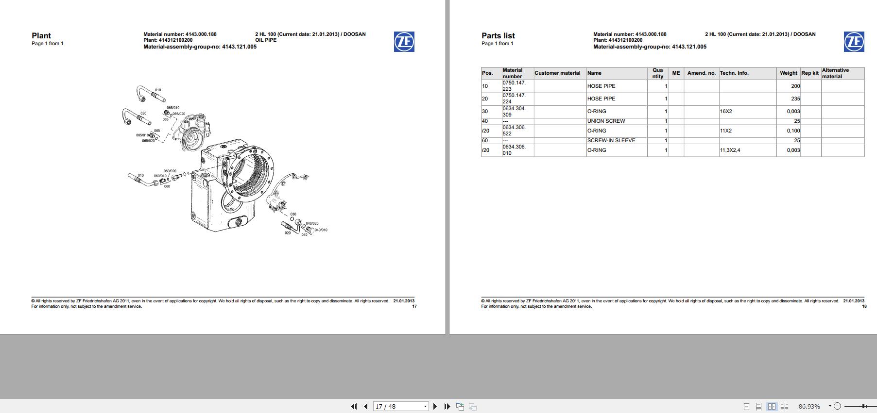 ZF 2 HL 100 Gearbox Parts Catalog 4143.000.188 PDF