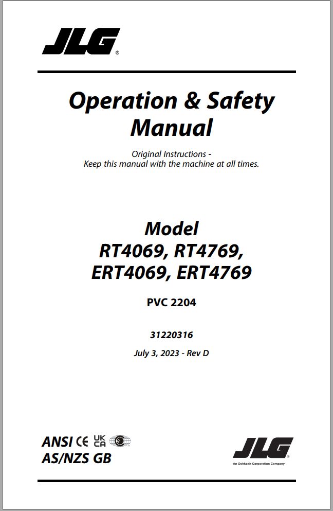 2022 2023 JLG Lift Truck Schematic & Operation Service Parts Manuals PDF