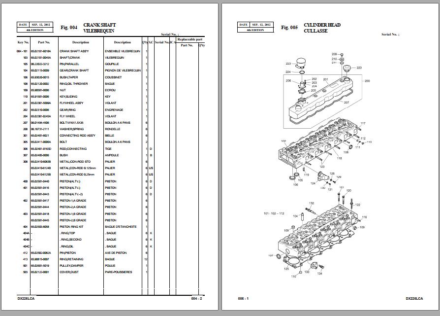 Doosan DX225LCA Excavator Parts Manual K1049154CEF PDF